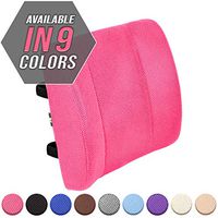 Lumbar Support Pillow / 100% Pure Memory Foam Lower Back Cushion with 2 Adjustable Straps Perfect For computer – office chair – car seat/Breathable Machine Washable Cover (Pink, 1)