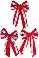 Set of 3 Velvet Bows in 3 Printed Designs – Bows Measure Approx 9.5”x 17” - 5 Loop Design - Great for Decorating Doors and Banisters! (3)