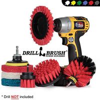 Drillbrush Commercial Heavy Duty Scouring Pads and Scrubber Brush Set – Drill Powered Nylon Scrub Brush Attachment Set – Outdoor Cleaning Drill Brush Power Scrubber – Drill Scrubber Attachment Brush