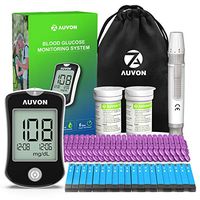 AUVON DS-W Blood Sugar Test Kit (100 Test Strips, 100 30G Lancets), High-Tech Diabetes Blood Glucose Meter (No Coding Required) with Lancing Device