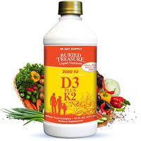 Buried Treasure Liquid Vitamin D3 Plus K2 Naturally Sourced D3 2,000 IU Plus 80 mcg K2 (MK7) per 5ml Serving - 96 Servings - 16 fl oz