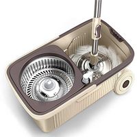 Broom and Dustpan with Long Handle Telescopic Upri Rotating mop - Stainless Steel Lazy mop, Household Absorbent mop (Size : There are six Cotton Heads)