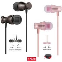 Earbuds Microphone,2 Pack in Ear Wired Earbud Headphones Noise Isolating Volume Control Workout Running Earphones Mic Case(Upgraded Ear Buds)