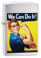 Zippo US Army Rosie The Riveter Design Brushed Chrome Lighter, One Size