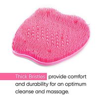XDgrace Foot Scrubber Brush Feet Massager, Non Slip Shower Foot Cleaner Acupressure Floor Mat with Suction Cups, Exfoliation Improves Foot Circulation (Pink)