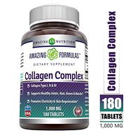 Amazing Formulas Collagen Complex Dietary Supplement-1000 Mg-180 Tablets (Non-GMO,Gluten Free) Promotes a Healthier Digestive System, Healthy Skin and Joints - Supports Immune Function*