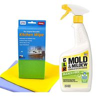 CLR Mold and Mildew Stain Remover, 32 oz. Spray Bottle | Flinka Reusable Kitchen Wipe 2pcs.