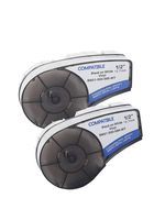 2X M21-500-595-WT High Adhesion Lab Label Tape Cartridge, Replace Brady BMP 21 Vinyl 0.5 in 12.7mm Black on White Labeling Tape Case, Compatible with Brady Printer BMP21-PLUS, IDPAL, and LABPAL