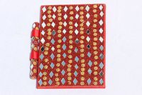9” Writing Poetry Journal/Sketchbook -Stonestudded Handmade Scrapbook/Notebook Diary with stonestudded pen (RED)