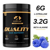 Alchemy Labs Duality Pre Workout Supplement - Nitric Oxide Pre Workout Drink to Boost Strength & Energy. No Creatine. Powerful Energy. Pineapple Express Flavor 20 Servings (Blue Raspberry)