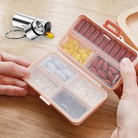 Travel Pill Box Weekly Pill Organizer Cute Medicine Organizer 7 Day AM PM Small Pill Case for Travel, Vitamins Dispenser with 7 Compartments, Large Daily Supplement (Orange)