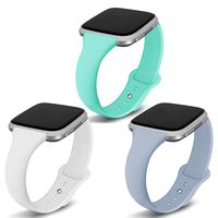 Kmasic Compatible Versa Bands 3 Pack, Narrow Slim Soft Silicone Small Replacement Wristband for Versa/Versa Lite Edition Women Men, Teal/Light Blue/White, Large