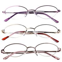 Liansan 3 Pairs Quality Ladies' Readers Metal Half Frame Reading Glasses for Women L731(+3.00)
