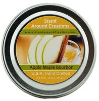 Premium 100% All Natural Soy Wax Aromatherapy Candle - 2 oz Tin Apple Maple Bourbon: A fall favorite that is a twist on the traditional apple fragrance. We start with fresh apples and blend in a touch of vanilla, maple, and a punch of smooth bourbon.