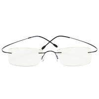 Titanium Reading Glasses Rimless Frame Prescription Hingeless Eyeglasses for Man Woman (Black, 2.5)