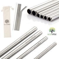 EcoVibz Metal Straws Stainless Steel Straws Drinking Straws Reusable FDA Approved w/Free Smoothie Recipe eBOOK