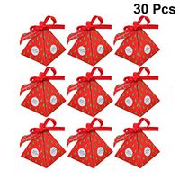 TOPBATHY 30 Pcs Christmas Paper Boxes,Treats Candy Boxes,Gift Treat Boxes with Ribbons and Tag,Use for Cakes, Goodies, Candy, Party Christmas, Weddings
