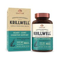 KrillWell Heart, Joint, and Cognitive Support | Certified Sustainable, Clinically-Proven K-Real Krill Oil 2X More Effective Than Fish Oil - 30 Day Supply