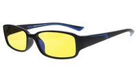 Eyekepper 94% Blue Light Blocking Eyewear, Yellow Tinted Lens Computer Glasses (Black/Blue Arm +0.00)