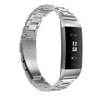 GeeRic Band Compatible with Fit Bit Charge 3, Stainless Steel Bands Formal Occasion Metal Strap Replacement Women and Men Silver