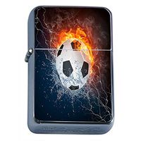 Fire Ice Soccer Flip Top Dual Torch Em1 Smoking Cigarette Silver Refillable Dual Flame