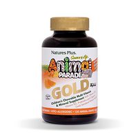 NaturesPlus Animal Parade Source of Life Gold Children's Multivitamin - Orange Flavor - 120 Chewable Animal Shaped Tablets - Immune Support Supplement - Gluten-Free - 60 Servings