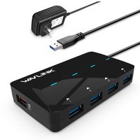 USB Powered Charging Hub,Wavlink USB Hub with 4 USB 3.0 Data Ports and 1 USB Smart Charging Port up to 2.4A,12V/2A Power Adapter, USB Splitter Support for Laptop,PC,Mac,Windows