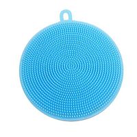 Silicone Dish Scrubber - Dish Sponge - Double Sided Scrubber Kitchen Dishwashing Sponge (BLUE)