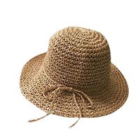 Meidexian888 Beach Sun Hat,Summer Parent-child Women Baby Kids Girl Bow Straw Flat Brim Cap (Coffee(Child))