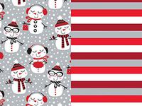 Winter Snowman Stripes Reversible Holiday Gift Wrapping Paper Roll - 24" x 15'