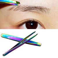 Putars Portable Multifunction Stainless Steel Eyebrow Tweezers Eyelash Curler Clip Plucking Beauty Tool Multicolor