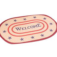 Super1798 Living Room Bedroom Sofa Cushion Linen Floor Carpet Door Mat Home Decoration -Double Red Ring
