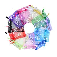 Outdoorfly 100PCS Small Organza Bag 3.54x4.72 with Drawstring Jewelry Sachet Pouches Bags for Wedding Party Favors Baby Shower Seashell Sample Candy Mesh Bags(Mixed Butterfly)