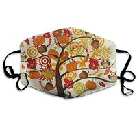 Face Mask Autumn Tree with Owl Pumpkin Flower Designer Cycling Half Face Earloop Dust Mask for Boys