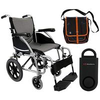 Karman S-Ergo 115 Ergonomic Transport Wheelchair | S-Style Seat Size 18" X 17" | Wire Break & Standard Swing Away Legrest | Frame Color - Silver & Free 130 dB Black Safety Alarm!