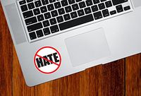 Yadda-Yadda Design Co. No Hate - Stop Hate - Hate Crossed Out - Vinyl MacBook Laptop Trackpad Tablet Decal Sticker - Window, Bumper, Truck, etc. - Copyright (Size Choices) (Small 3" Diameter)