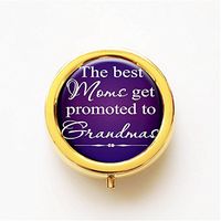 RhyNSky Only The Best Great Moms Get Promoted to Grandma Mini Gold Portable Pocket Purse Pill Box Case Pillbox, 3 Compartments -293