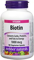 Webber Naturals Biotin 1000 mcg, 180 Vegetarian Capsules