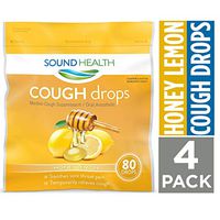 SoundHealth Honey Lemon Cough Drops, Throat Lozenge, Cough Suppressant, 80Count Bag, 4 Pack