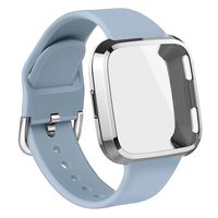 WEYDE Sport Band Compatible with Fitbit Versa, Soft Silicone Waterproof Replacement Wristband with Fitbit Versa Screen Protective case for Women Man