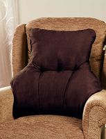Faux Suede Back Rest Lumbar Support Cushion Coffee One Size