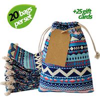 Erimova - 20x Party Favor Bags + Bonus 25 Gift Tags & String, 8" x 6" Reusable Bags with Drawstring, Gift Bags Bulk for Birthdays Events Makeup Jewelry Samples, Small Gift Bags, Goodie Bags. 6th Ed.