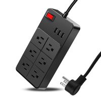 Power Strip with USB, Flat Plug Duvik Surge Protector with 5Ft Long Extension Cord, 6 Outlet & 3 USB Ports Desktop Charging Station, UL Listed Heavy Duty Compact for Home / Dorm Room / Office, Black