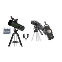 Celestron ExploraScope 22103 114AZ Reflector Telescope with Celestron 81035 Basic Smartphone Adapter 1.25" Capture Your Discoveries, Black