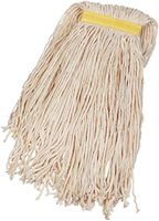 AmazonBasics Cut-End Cotton Commercial String Mop Head, 1.25 Inch Headband, Large, White, 6-Pack