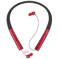 Retractable Bluetooth Headset Pianogic HB-905 V4.0 Music Sport Wireless Neckband Magnetic Stereo Noise Cancelling Sweatproof Earphones Retractable Earbuds and Call in Vibration Reminder (Red)
