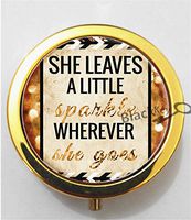 BlackKey She Leaves A Little Sparkle Wherever She Goes 3-Compartment Decorative Pocket Gift Box Case Organizer for Pill, Color 2-75