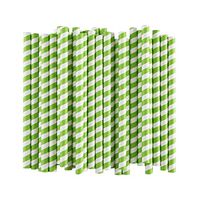ALINK Extra Wide Paper Boba Smoothie Straws, 12mm Large Biodegradable Jumbo Big Fat Bubble Tea/Milkshake Party Straws, Pack of 50 - Green Stripe