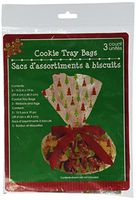 Cellophane Christmas Cookie Tray Bags 3 Count 15.5 in. x 19 in. with Ribbons and Tags Varied Designs