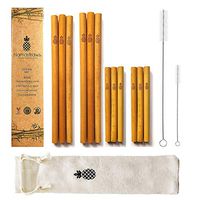 Namastraws | Reusable Bamboo Drinking Straws 8" & 6" 100% Natural & Eco Friendly | Biodegradable & Organic | Includes Cleaning Brushes, Straw Pouch & Storage Bag | Dishwasher Safe | Plastic Free